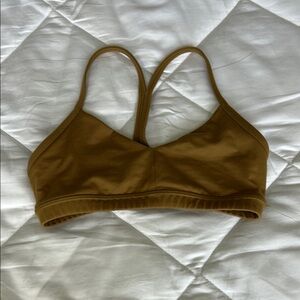 Tan Sports Bra with Racerback and Scoop Neckline